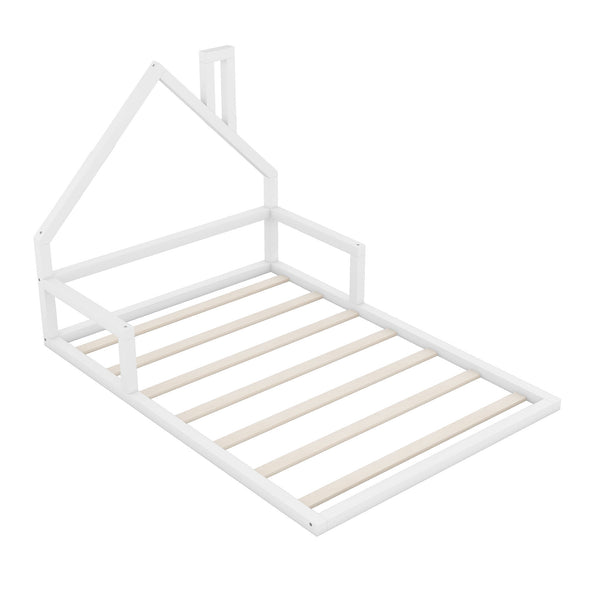 Elegant Floor Bed With House Shaped Headboard
