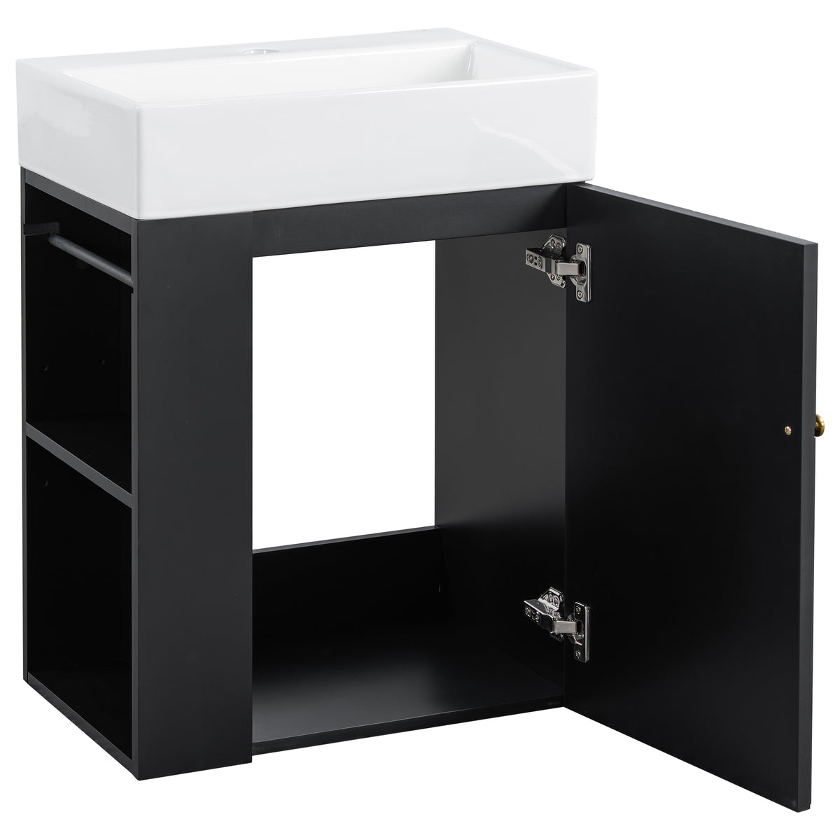 20 Inch Bathroom Vanity with Ceramic Sink, Diamond Pattern Door Design