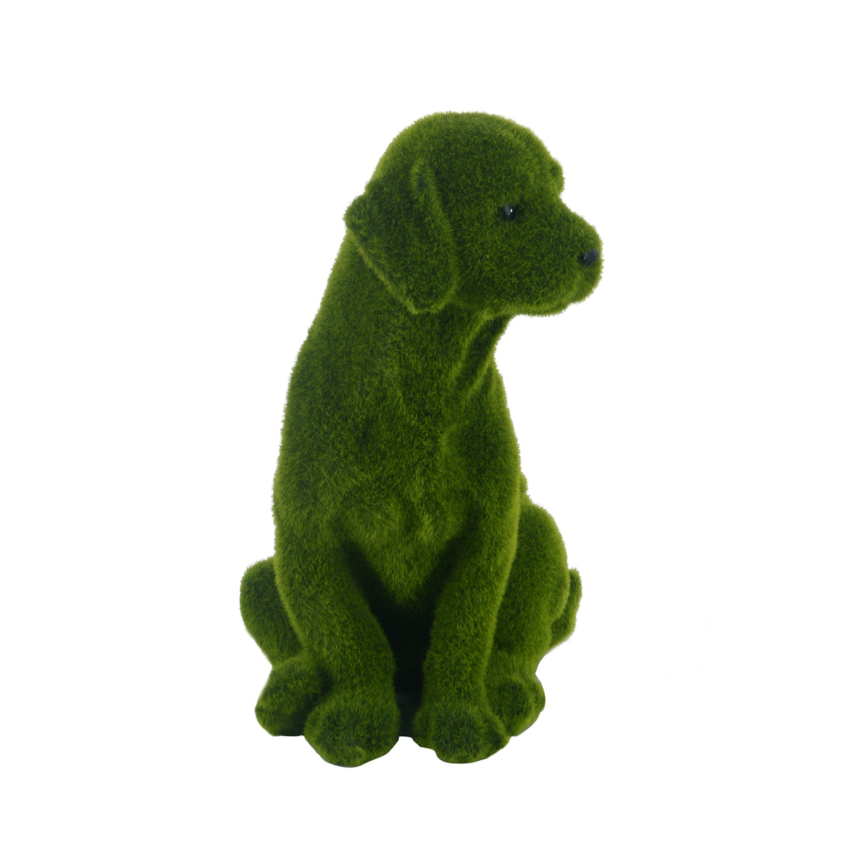 Flocked Dog Garden Statue with Weather-Resistant Finish - Green