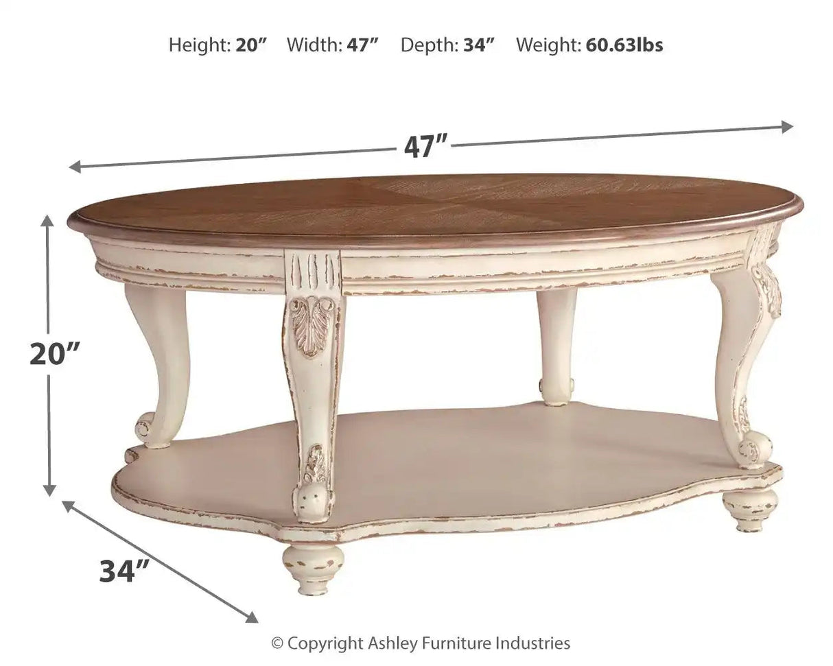 Realyn - Oval Cocktail Table - White / Brown - Best Buy Furniture