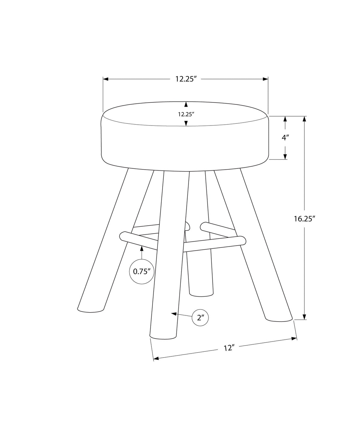 Ottoman, Pouf, Footrest, Foot Stool, Round Velvet, Natural Wood Legs, Contemporary, Modern - Best Buy Furniture
