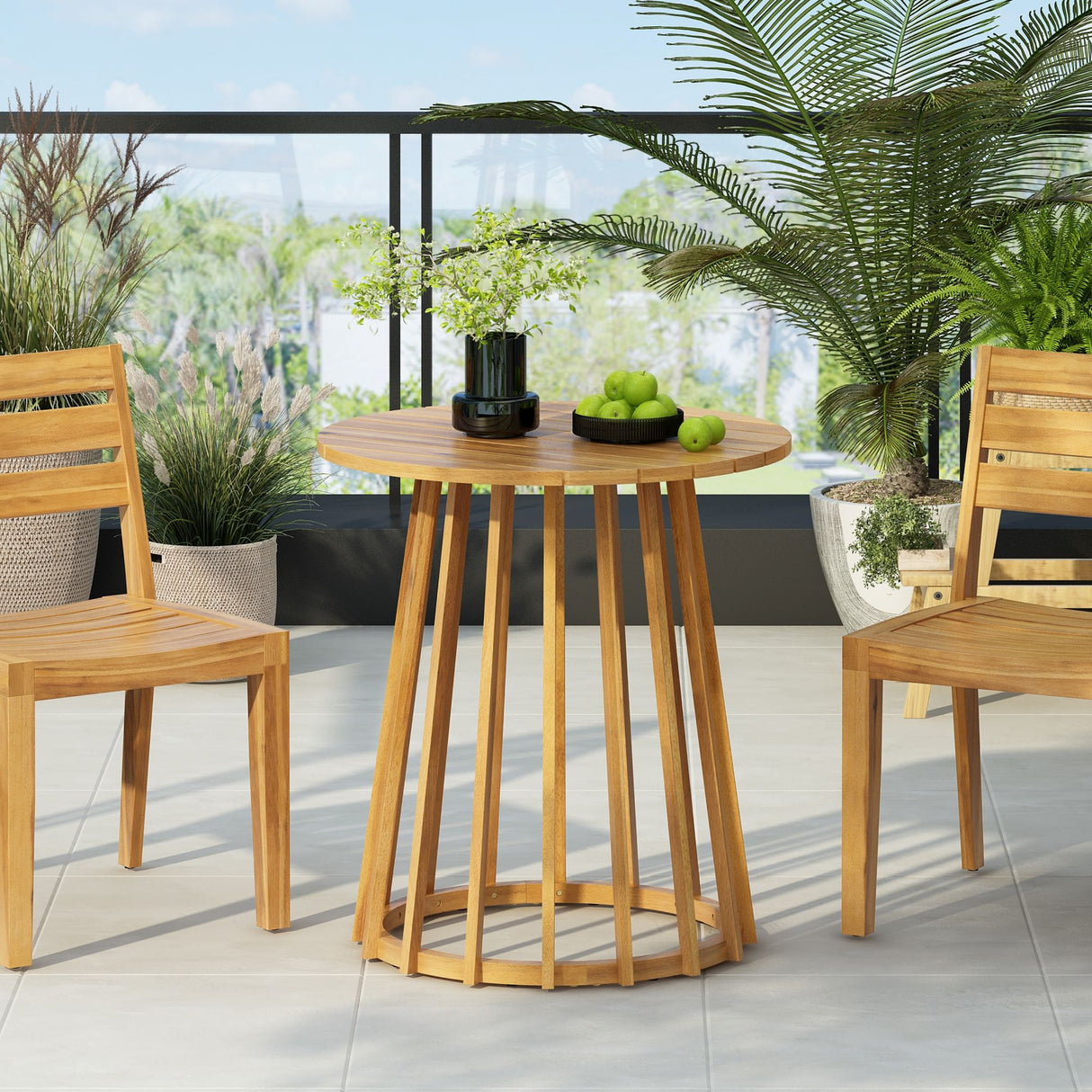 Outdoor Round Top Dining Table, Round Bistro Table - Teak - Best Buy Furniture