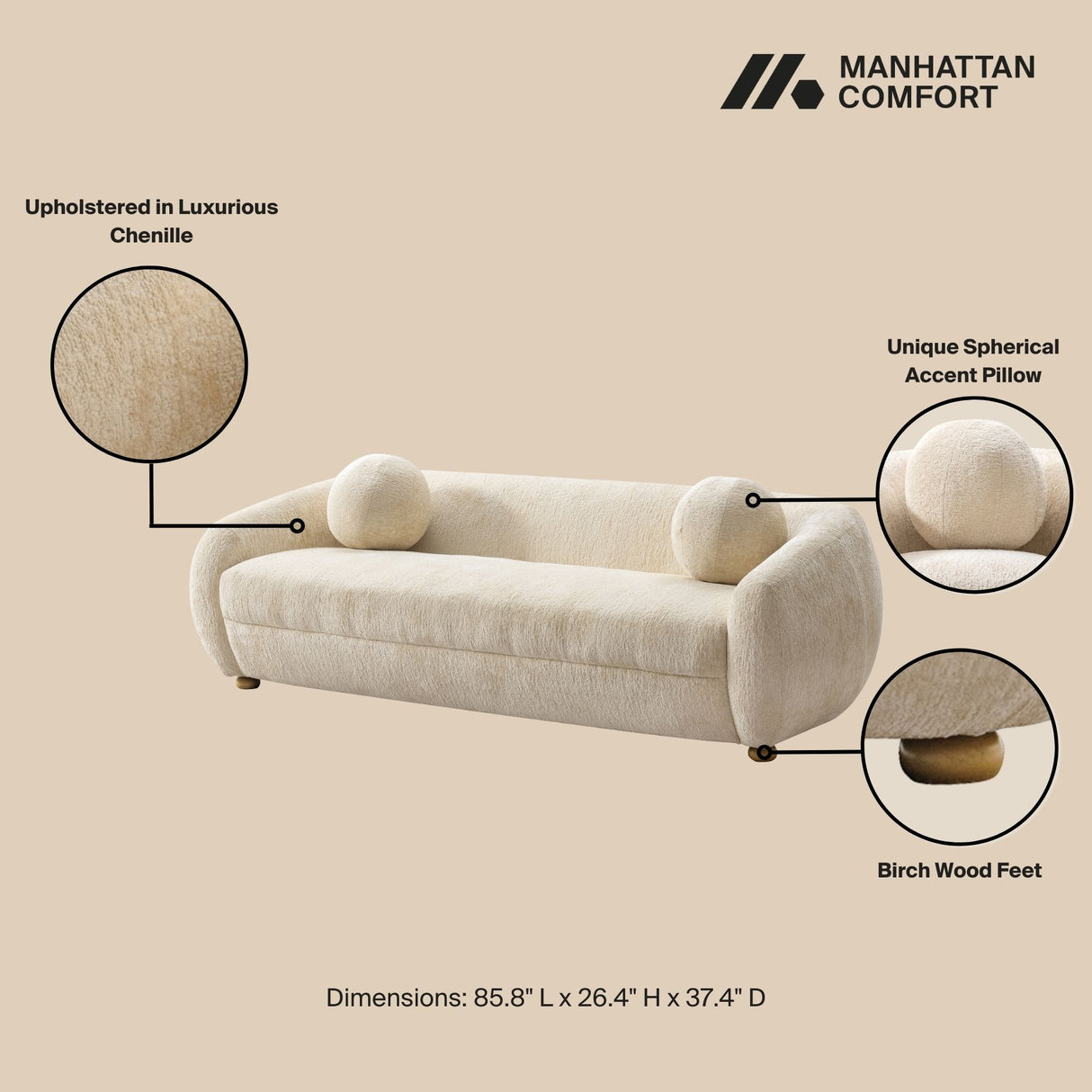 Tribeca 86" Chenille Sofa