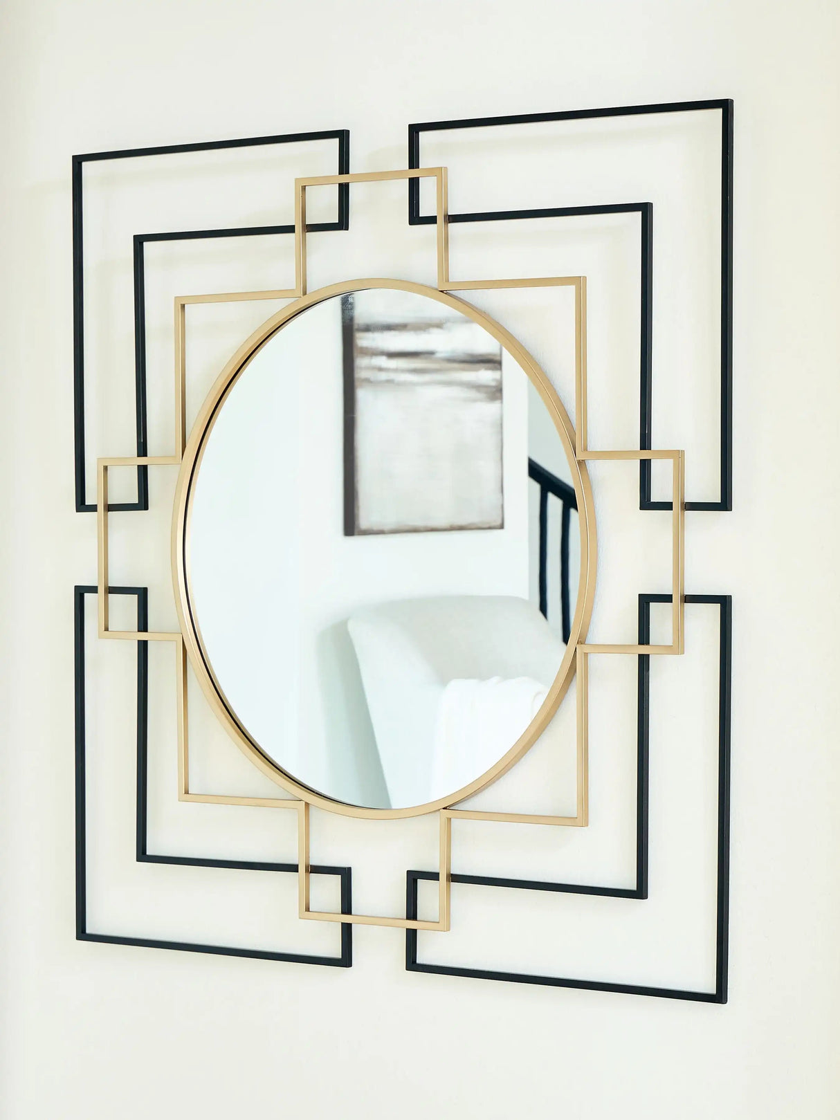 Oceanal - Accent Mirror - Black / Gold Finish - Best Buy Furniture