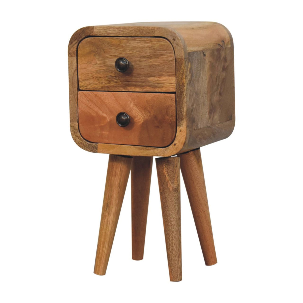 Solid Wood Extra Mini Curved Oak Bedside Table