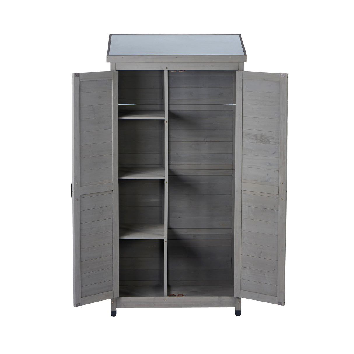 Outdoor Storage Shed With Vertical Tool Cabinet For Backyard