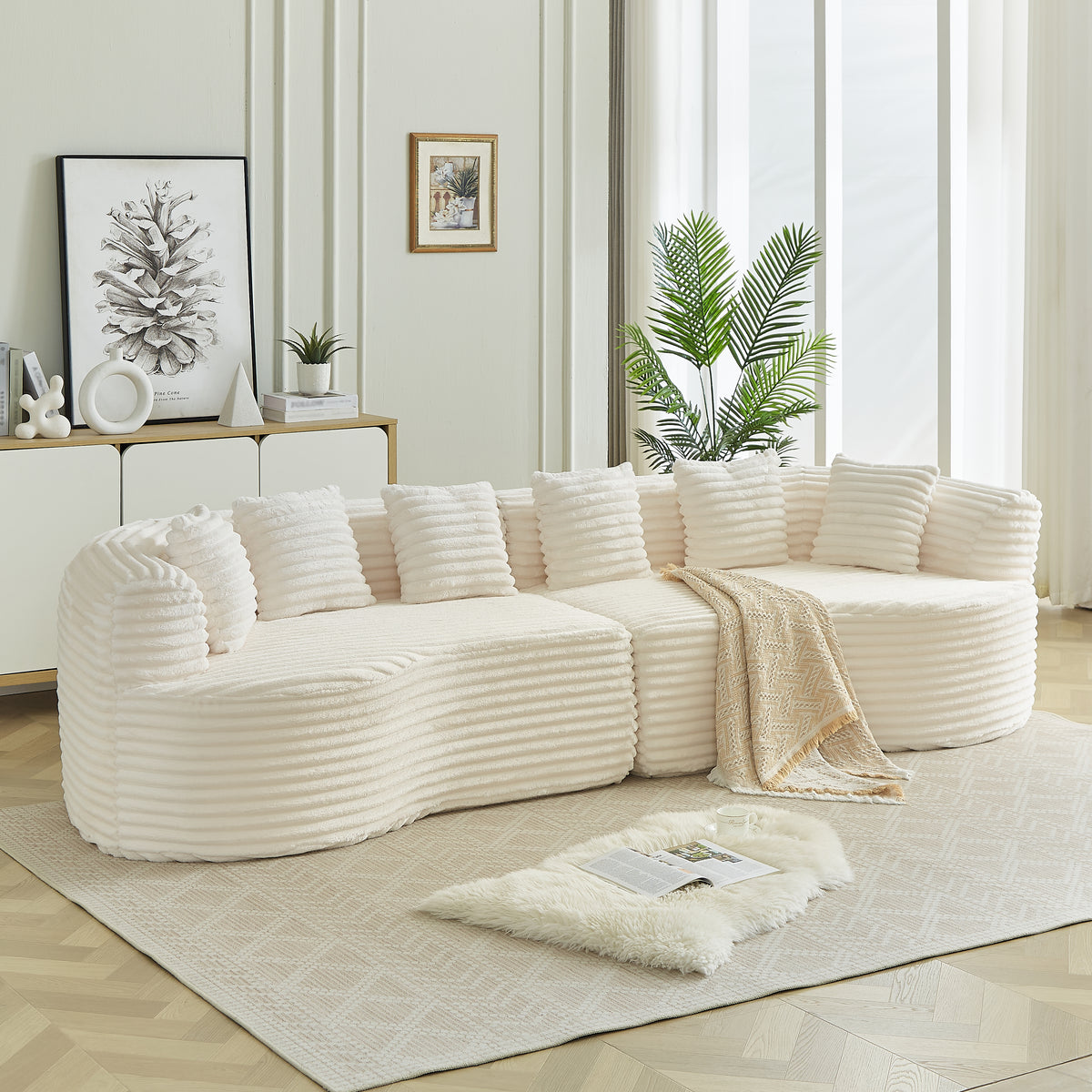 Curved Sectional Sofa - 111.5-inch Oversized Modern Design