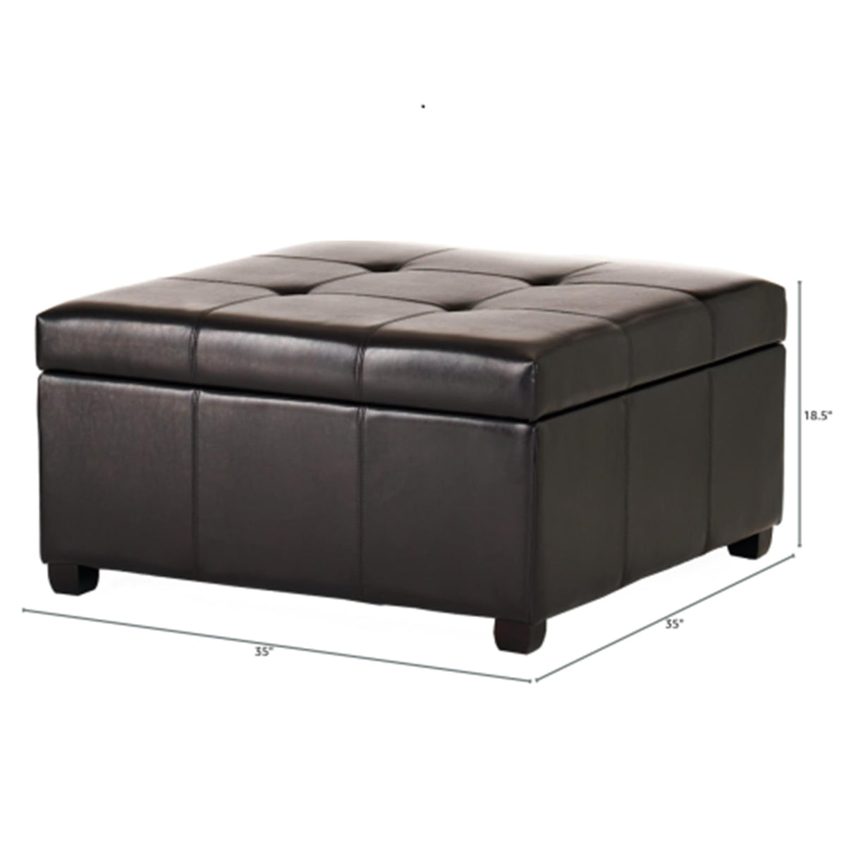 35inch Storage Ottoman, Large Square Ottoman Bench with Storage, Tufted Ottomans Footstool for Living Room