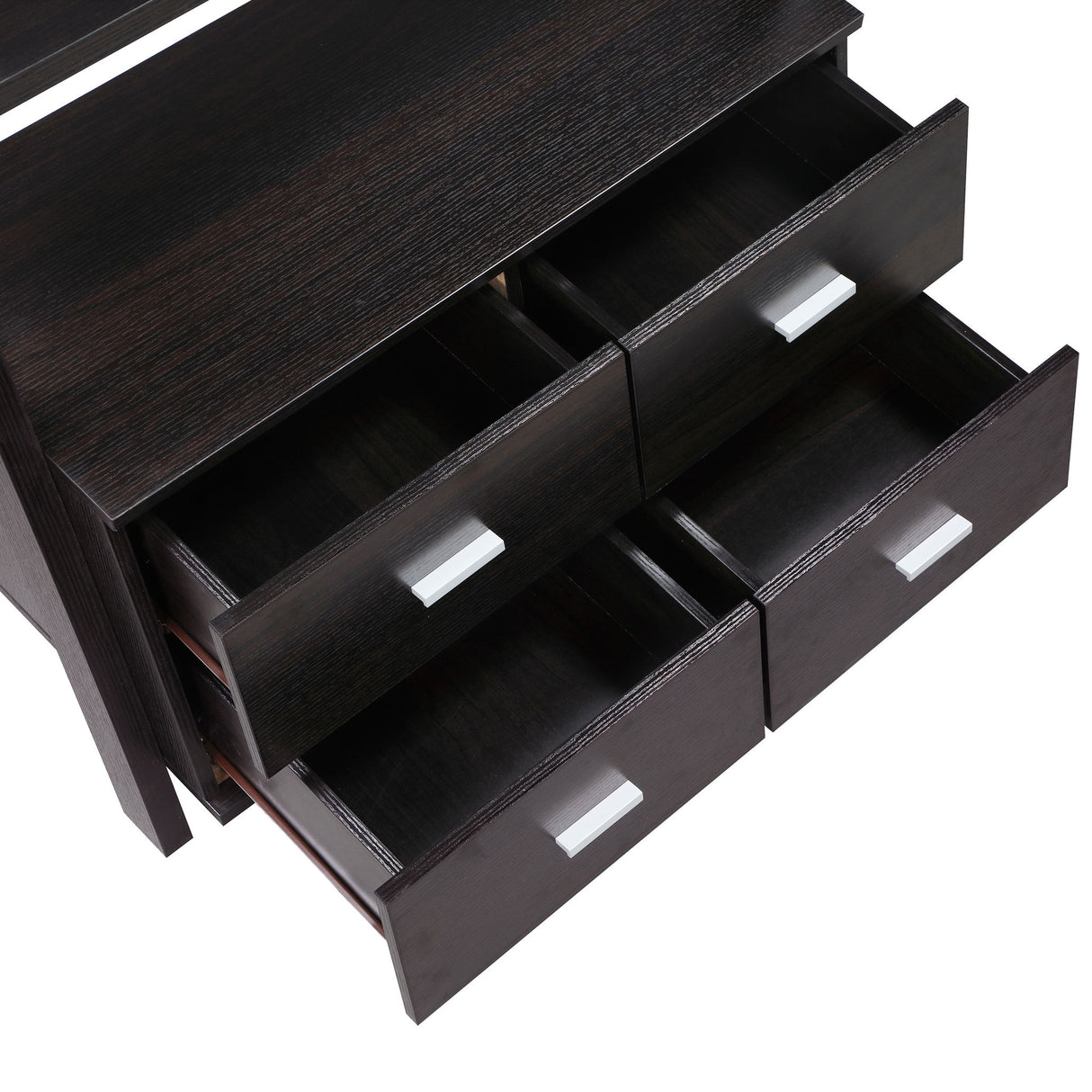 Shasta - 5 Shelf Ladder Bookshelf With Drawers - Cappuccino