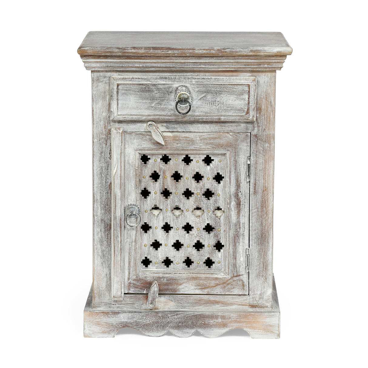 Wooden Nightstand With 1 Drawer 1 Door