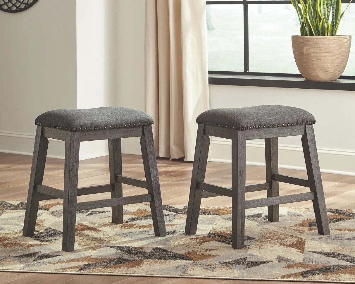Caitbrook - Upholstered Stool (Set of 2) - Gray - Best Buy Furniture