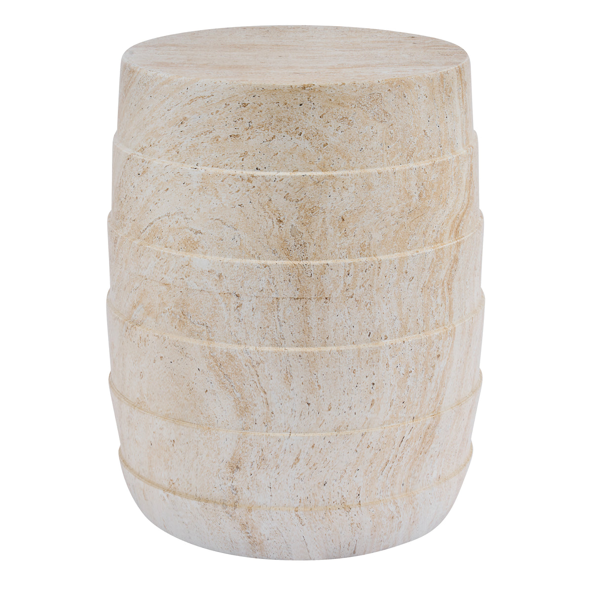 Modern Cylindrical Travertine-Look MGO Outdoor Side Table
