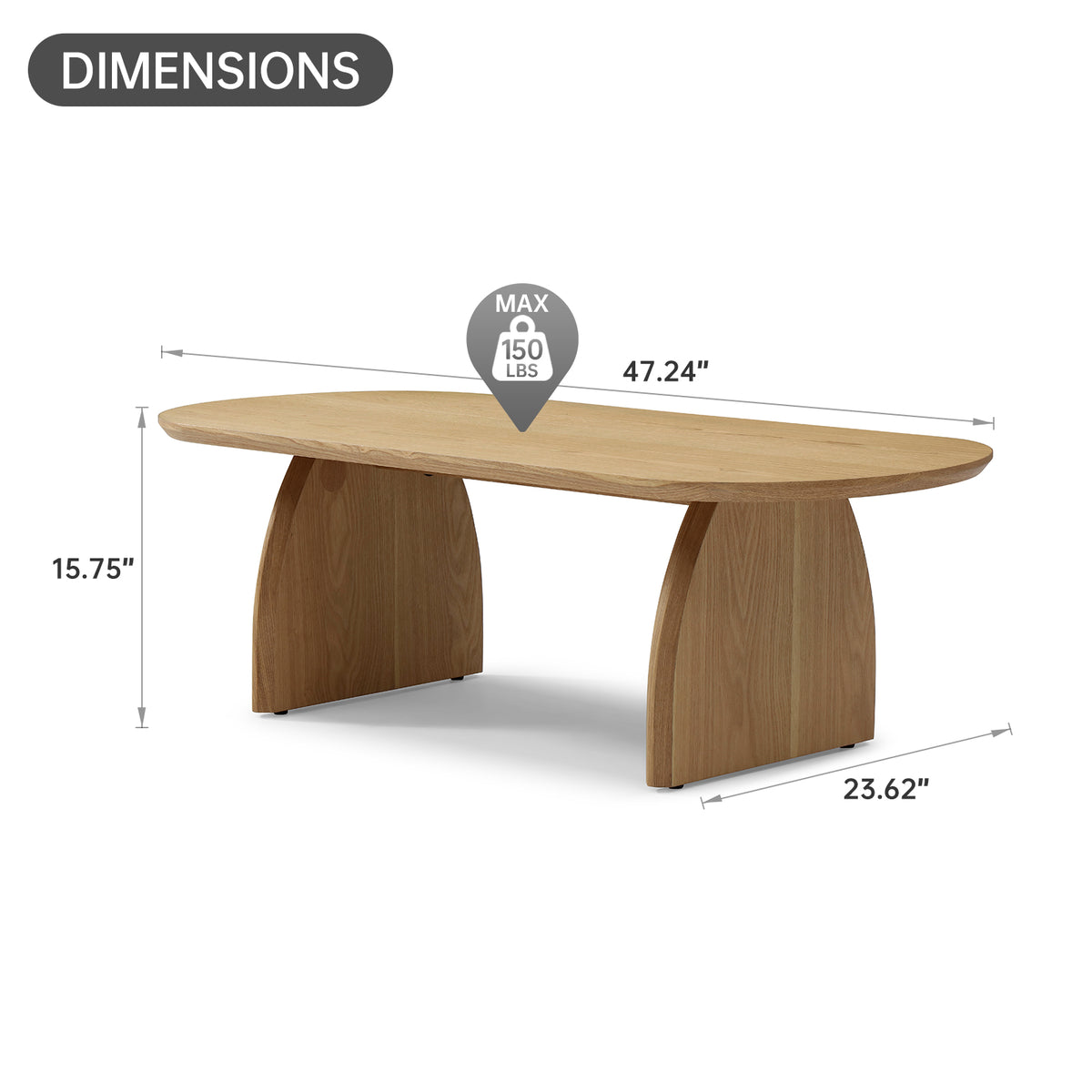 47.24" Oval Coffee Table with Solid Wood Veneered