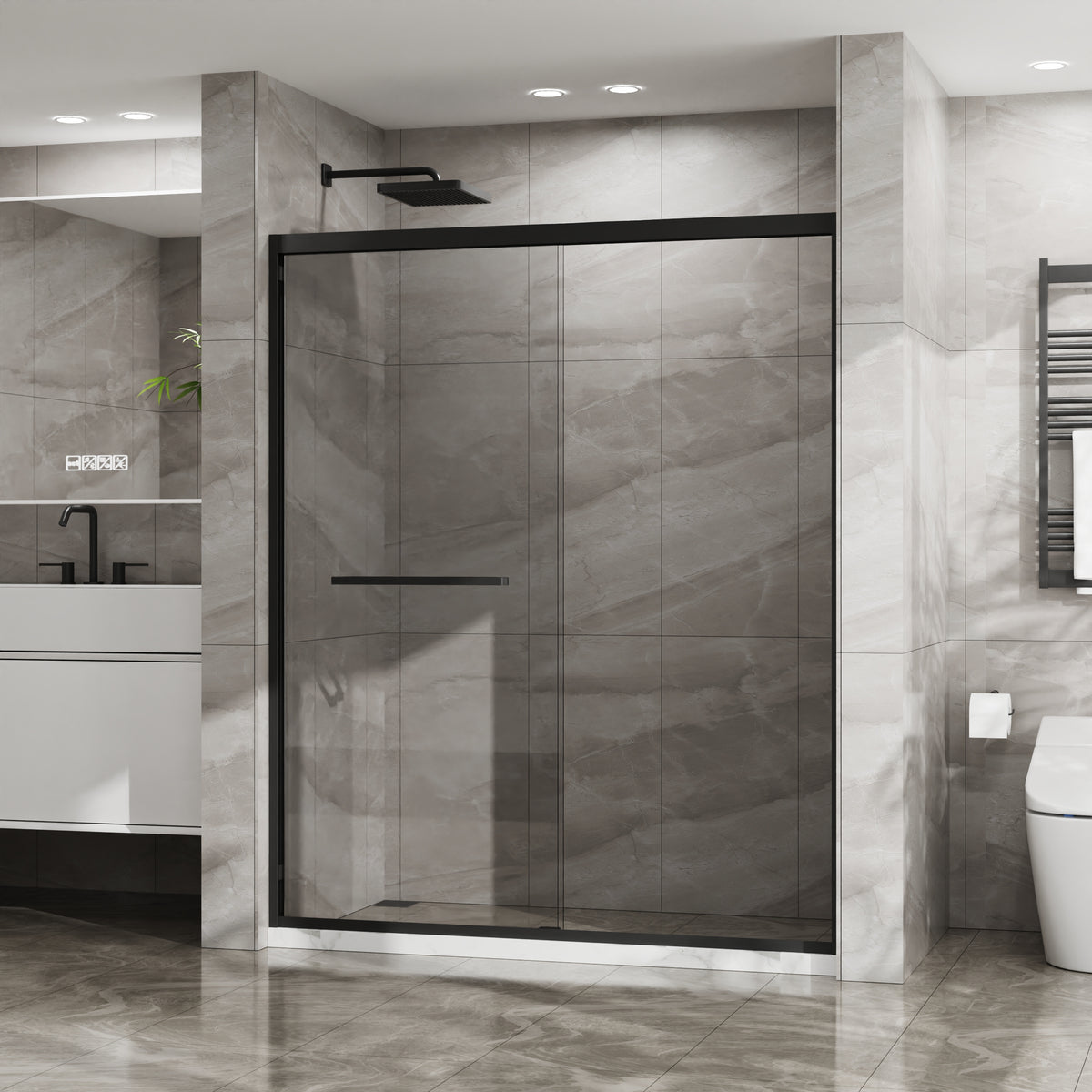 Goodyo Double Sliding Glass Shower Door 60 in. W x 72 in. H