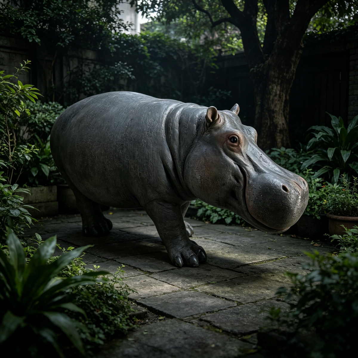 12.6'' Weather Resistant Hippopotamus Garden Statue