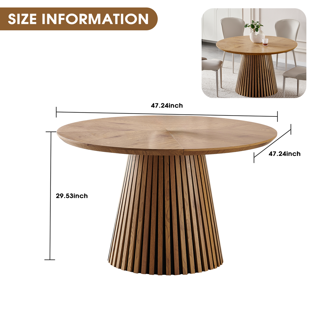 Wooden Dining Table - Modern Round Design for Versatile Use
