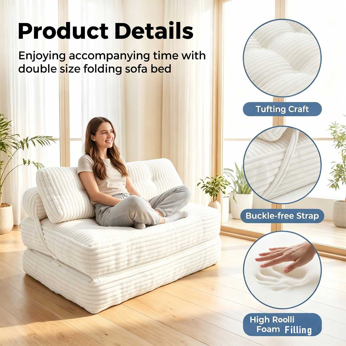 Folding Sofa Bed: Convertible Chair for Living Room or Bedroom
