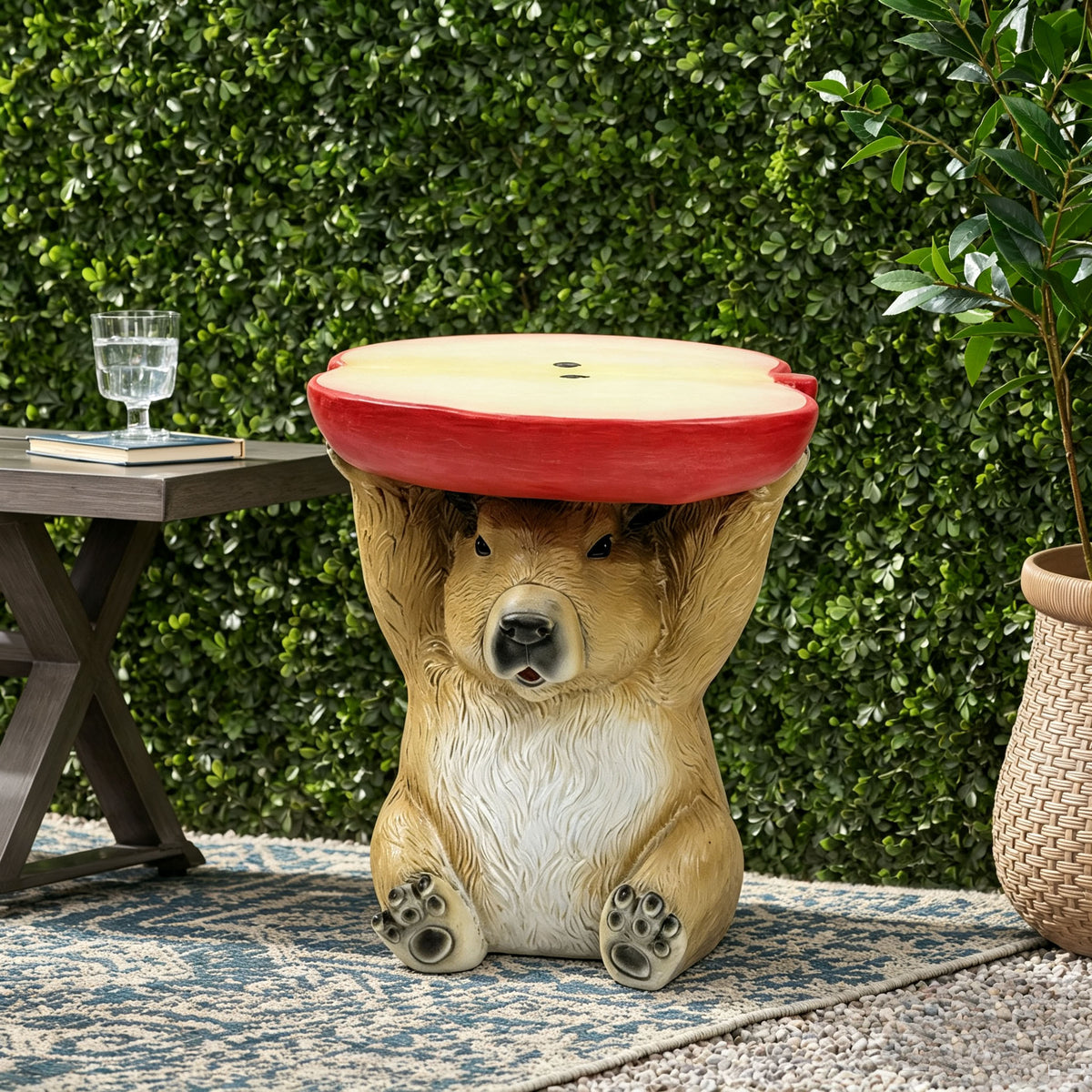 14" Capybara Holding Apple Slice Stool