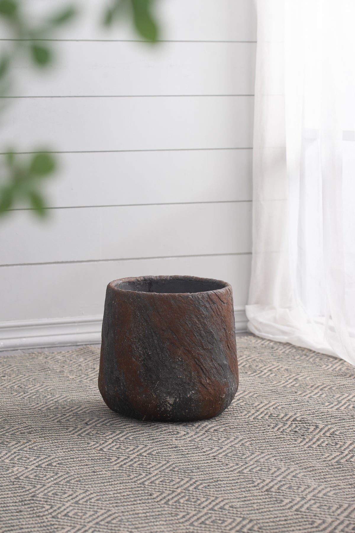12.6x12.6x11.8" Cement Planter Small, Indoor Outdoor Garden Functional Decor