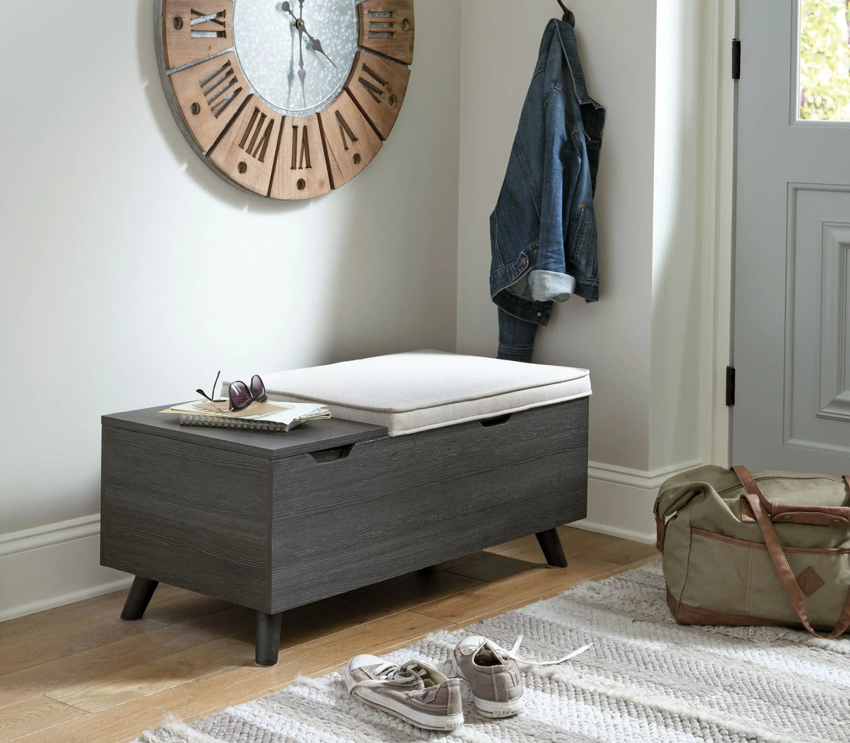 Yarlow - Storage Bench - Dark Gray - Best Buy Furniture