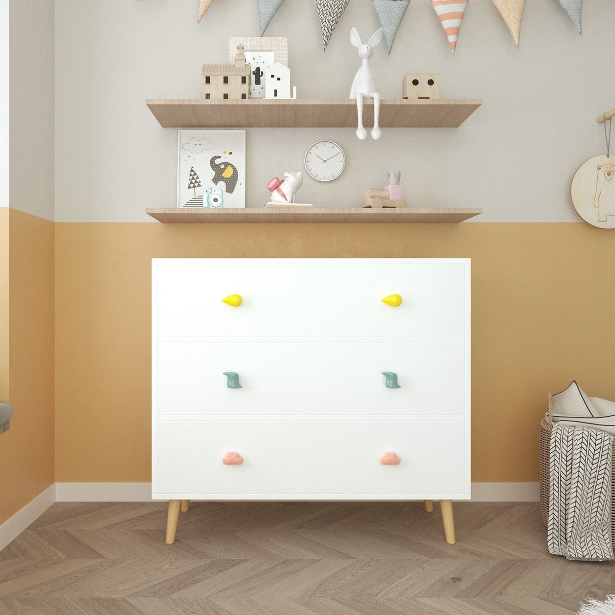 3 Drawer Dresser, Storage Cabinet With Anti Tip Safety