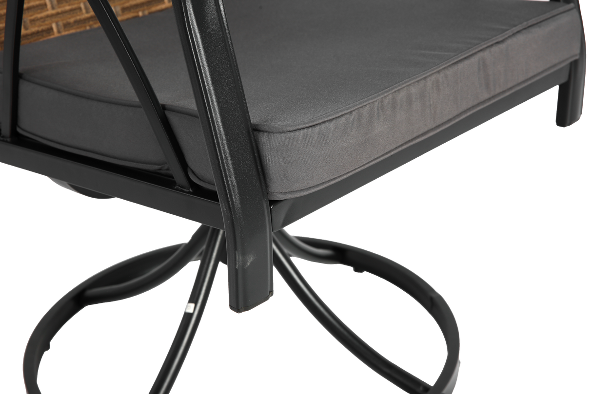 5 Piece Patio Dining Set for 4 with Swivel Rocker Chairs and Steel Table Top