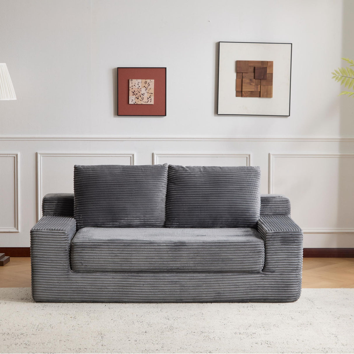 Comfortable Deep Seat Loveseat Sofa Bed, Reversible Cushion With Pillows