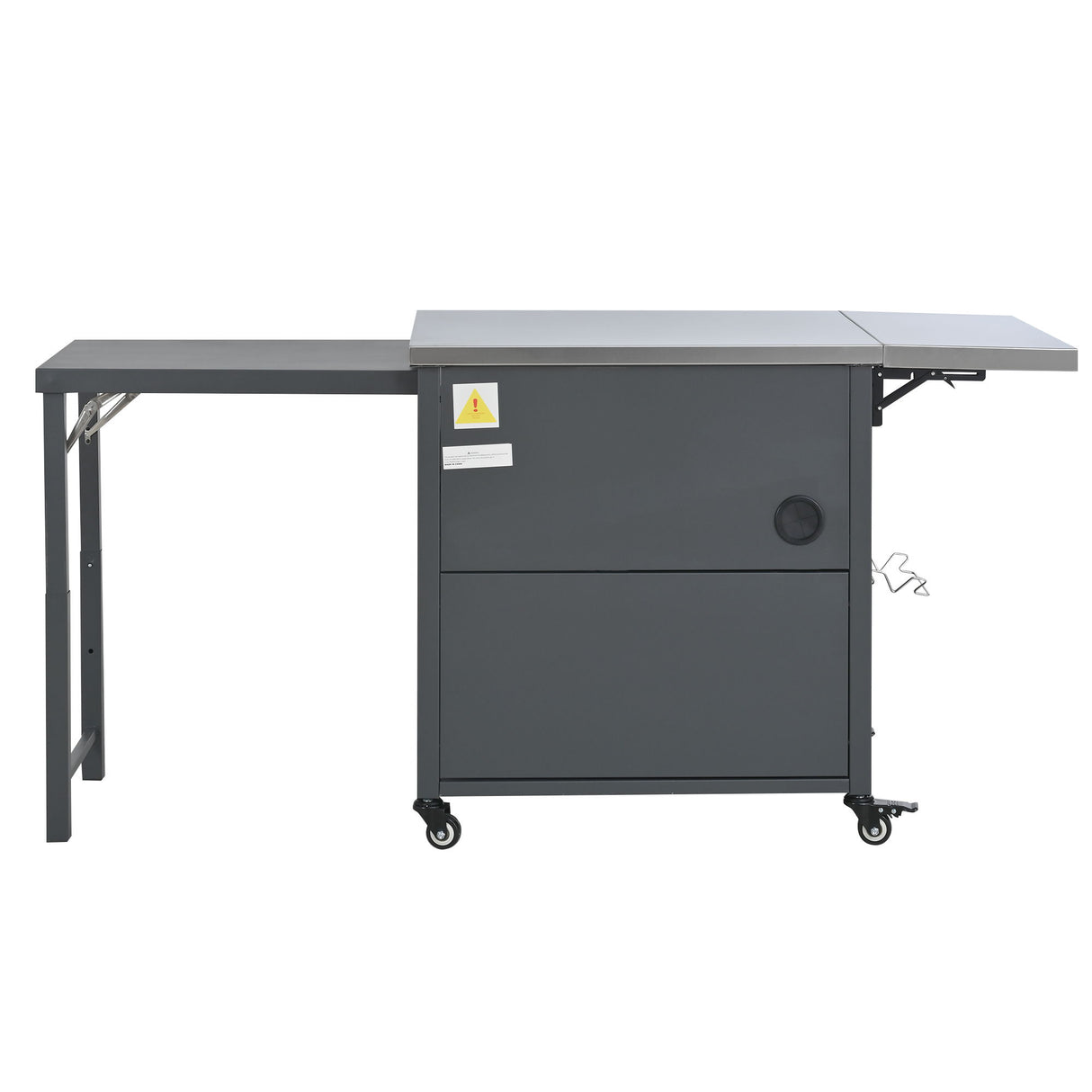 Foldable Outdoor Prep Station BBQ Cart With Trash Rack