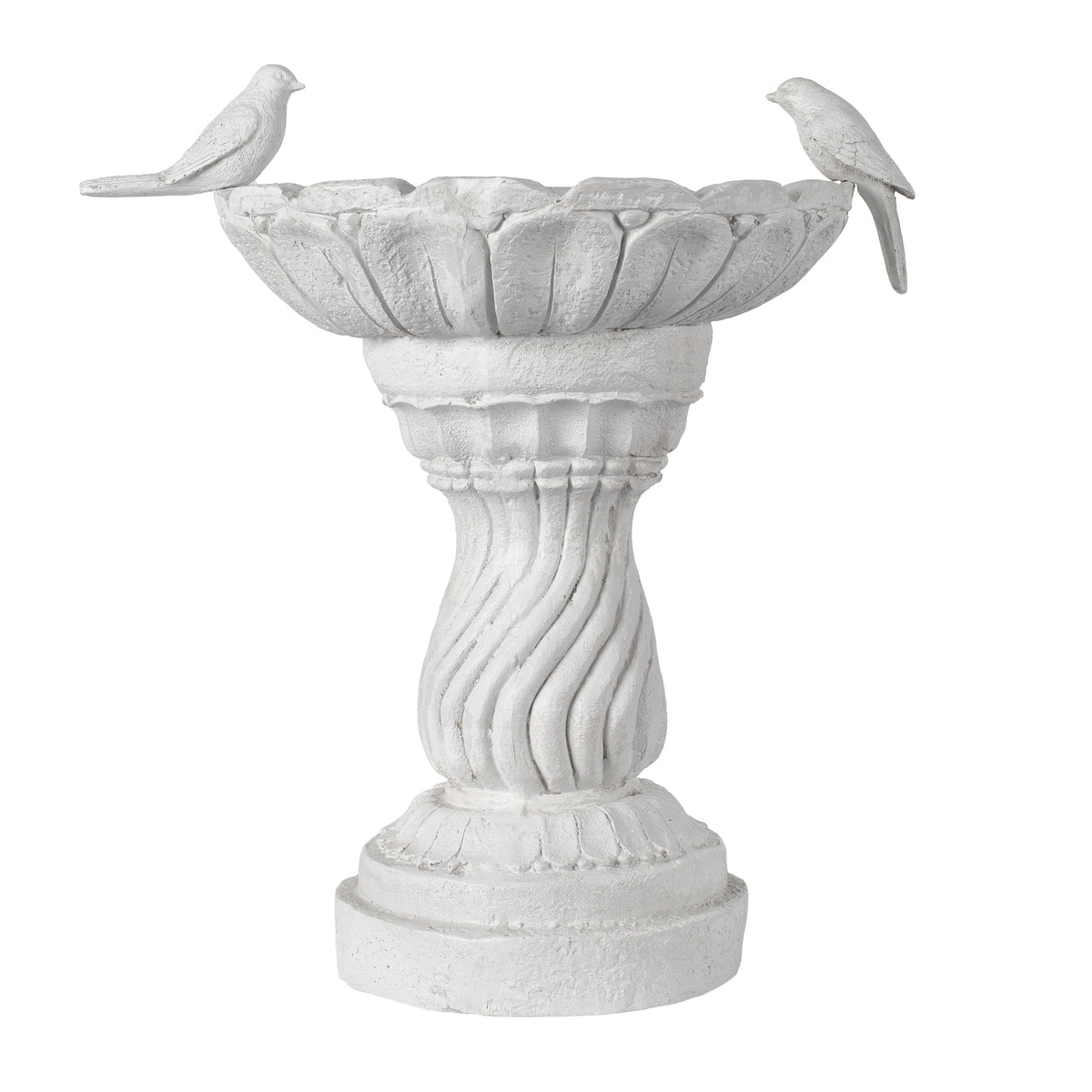 Garden Bird Bath Statue with Decorative Basin - Resin - 16.54" High