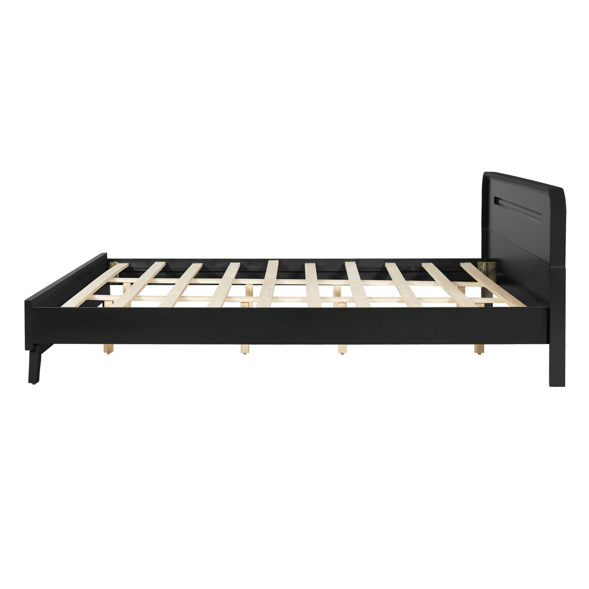 Pine Solid Wood King Size Bed, Solid and Stable, No Box Spring Needed