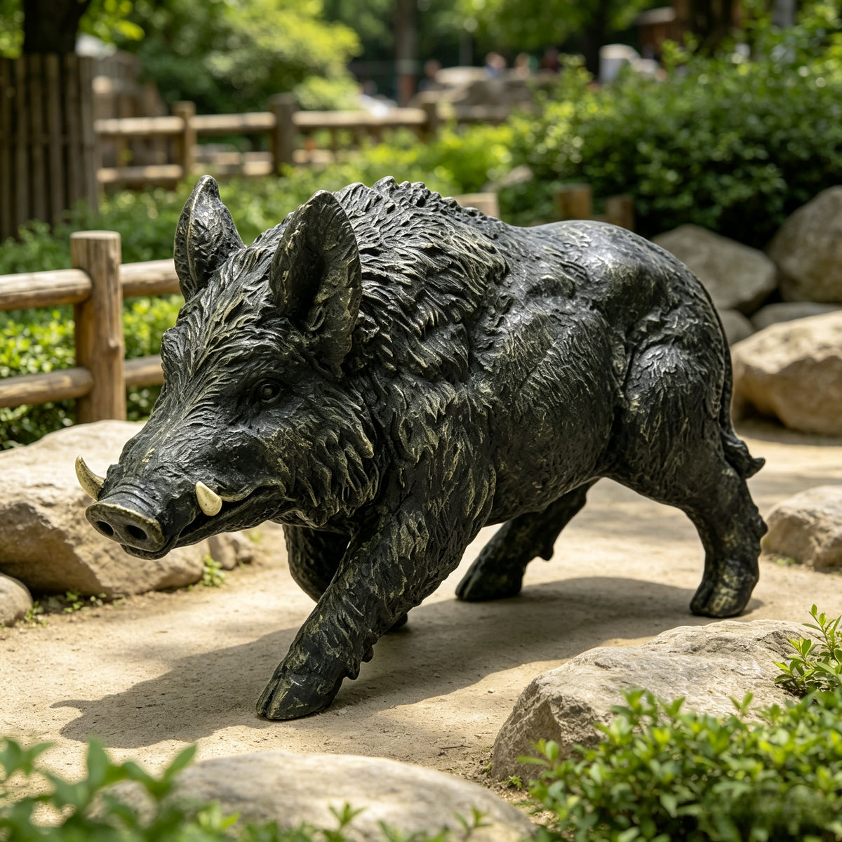 Simulated Wild Boar Resin Garden Statue
