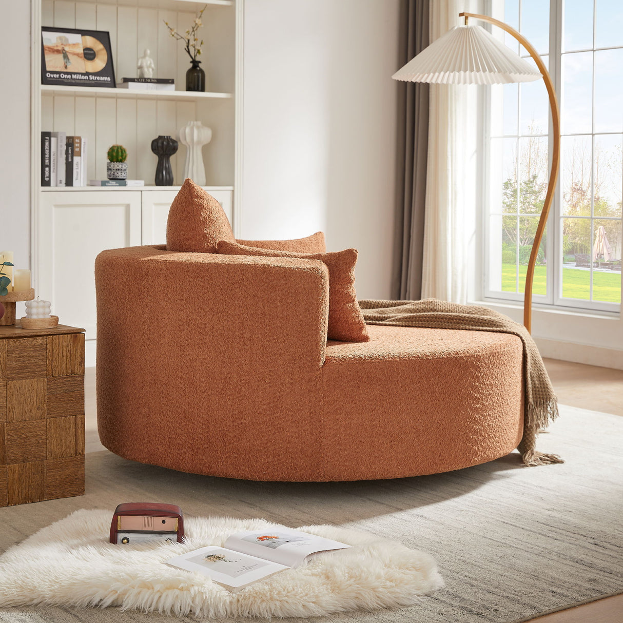 360° Swivel Accent Barrel Chair With 3 Removable Pillows For Living Room
