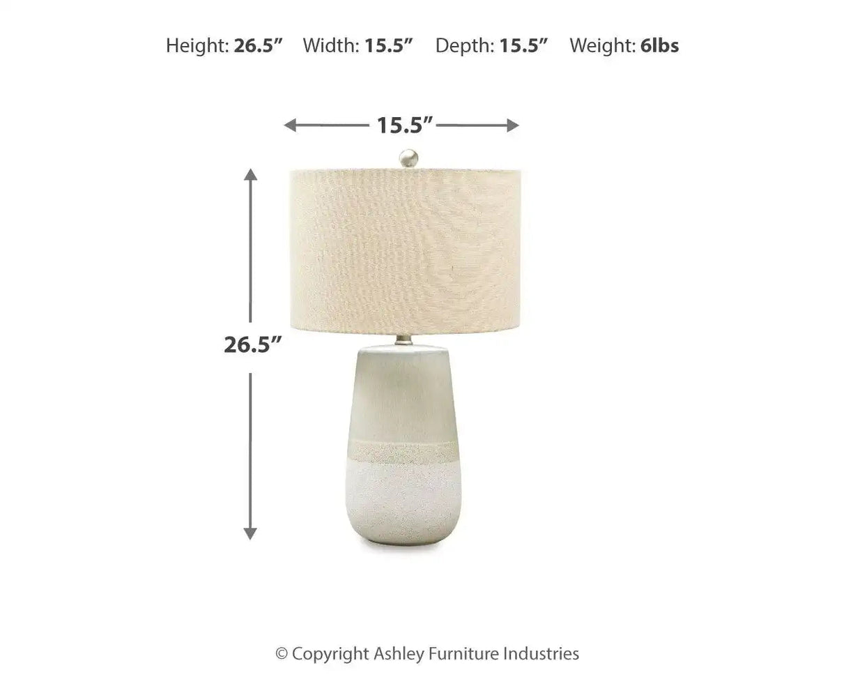 Shavon - Ceramic Table Lamp - Beige / White