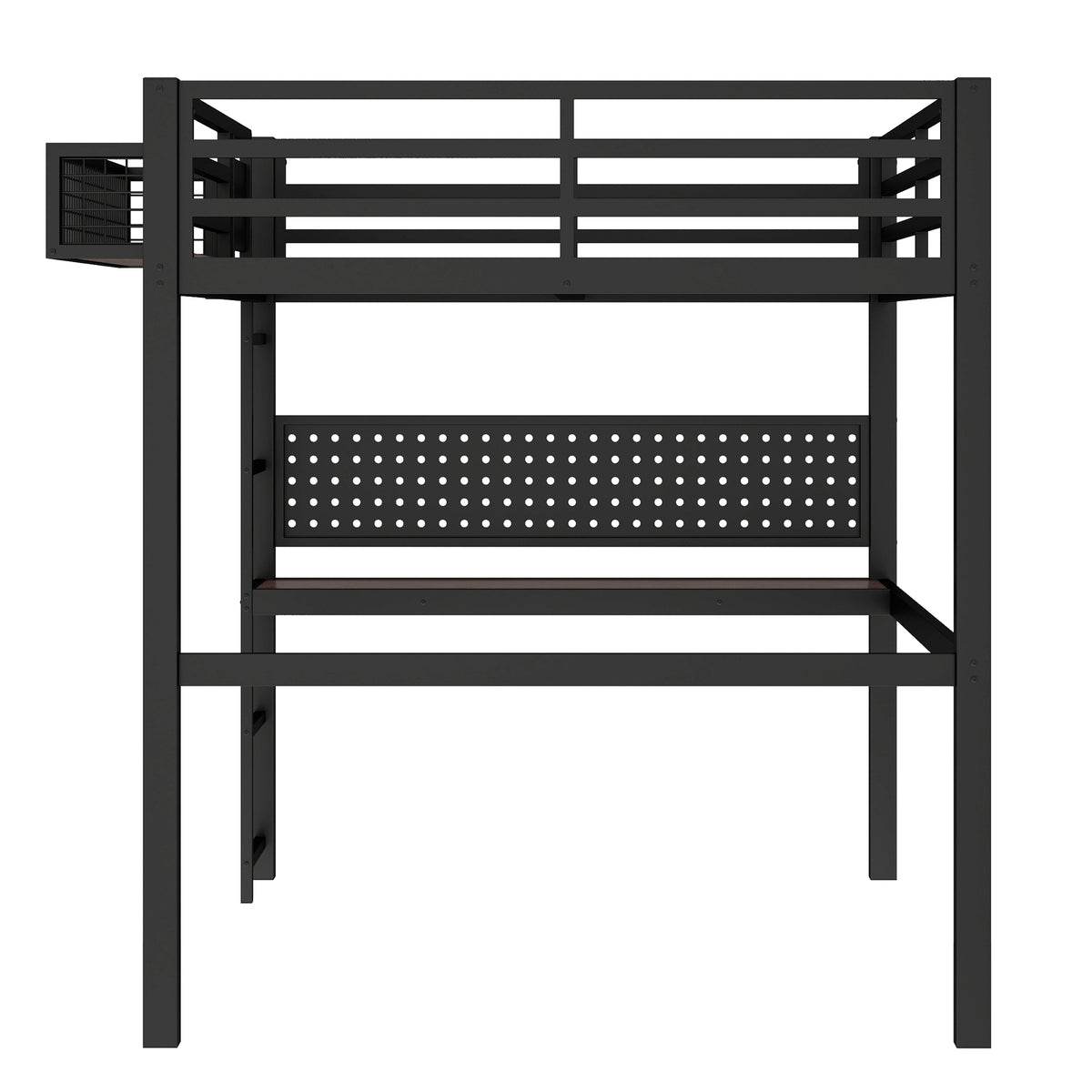 Full Size Loft Bed Frame with Desk and Charging Port