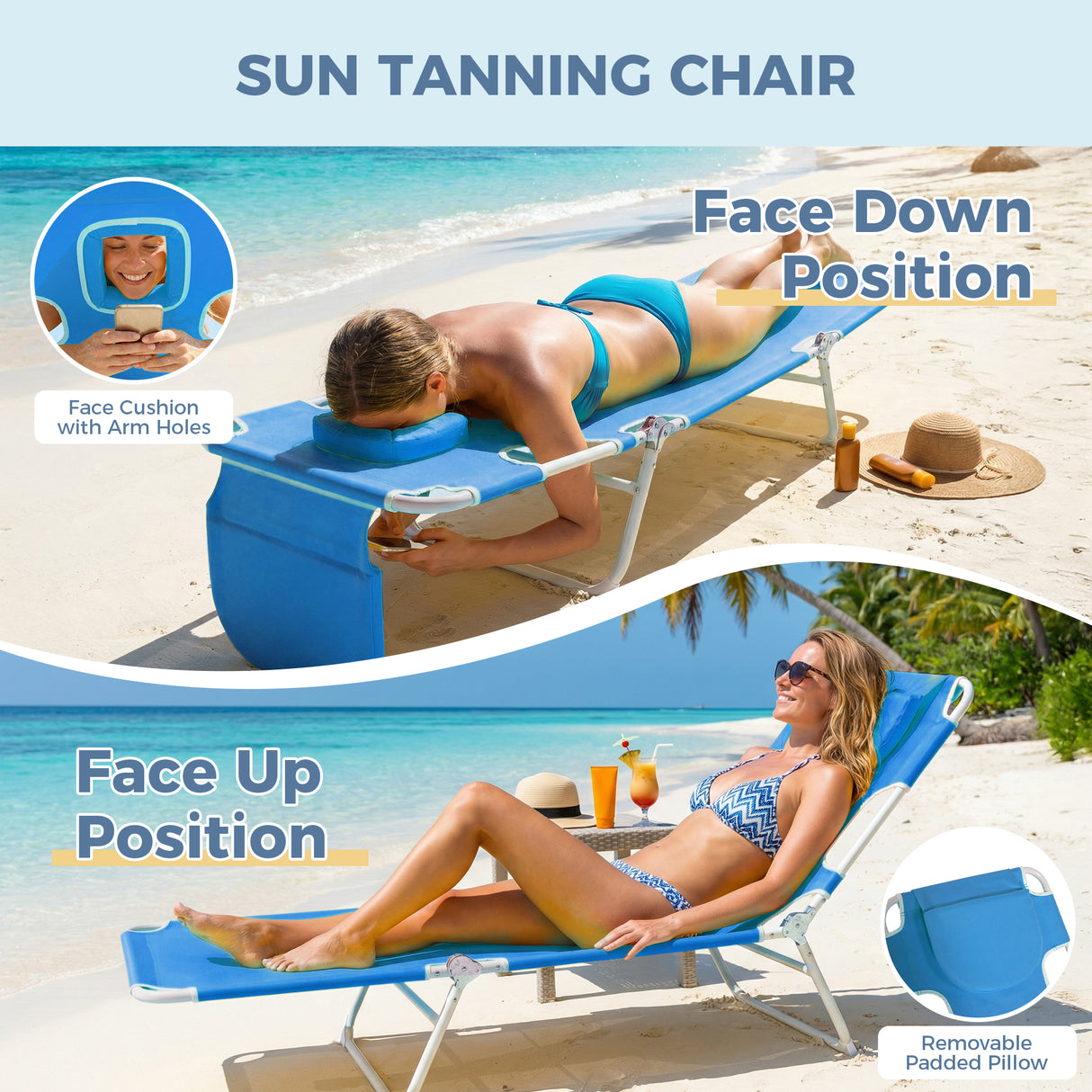 Set of 2 Lounge Portable Reclining Loungers