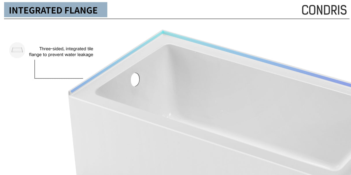 54" x 32" Alcove Bathtub – Acrylic Soaking Tub with Integral Apron