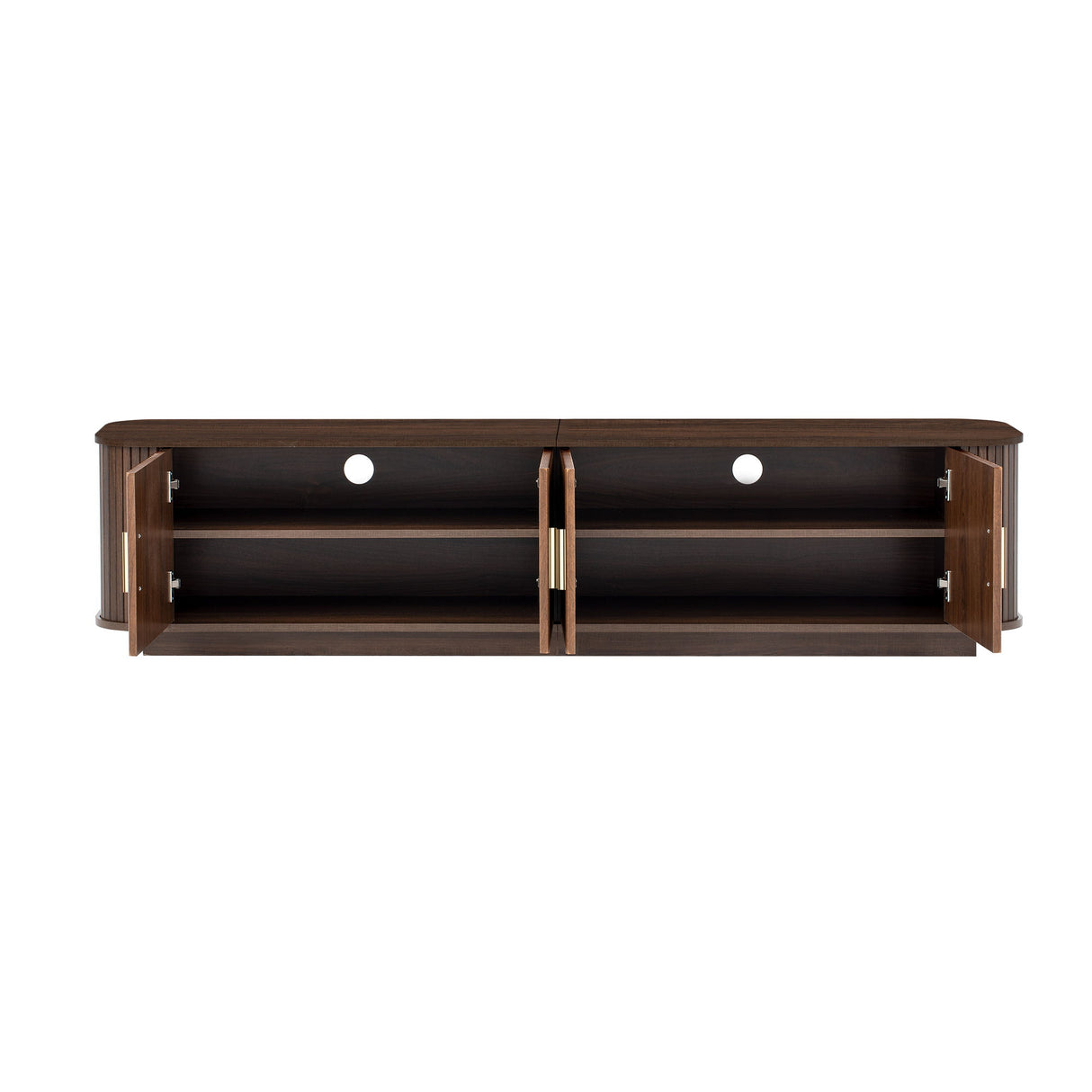 70" TV Stand With Ample Storage, Refined Curved Corners - Dark Brown