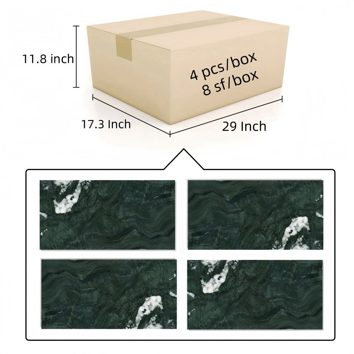 Natural Marble Polished Tile For Wall And Floor (Set of 4)