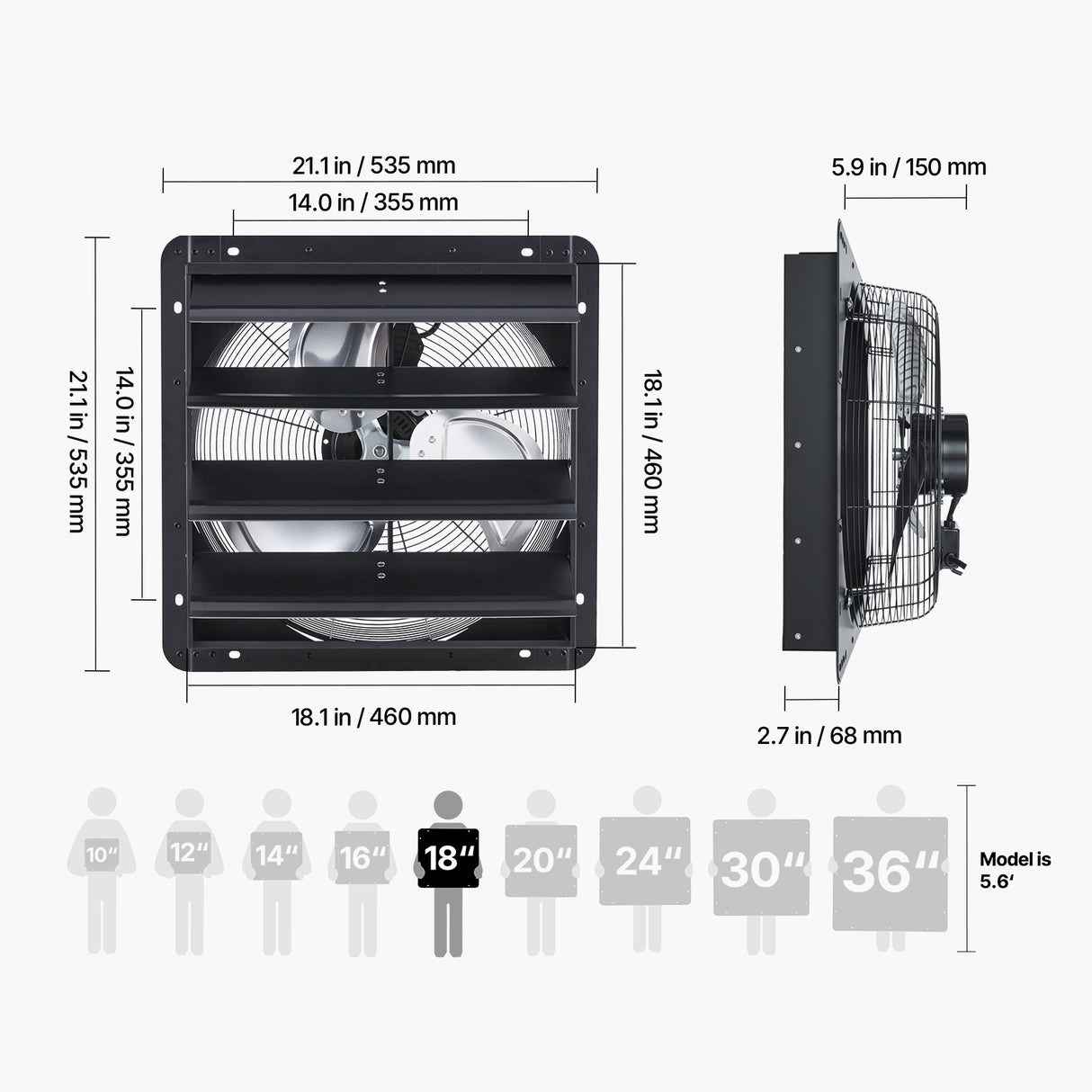 18 Inch Shutter Exhaust Fan with Variable Speed Controller