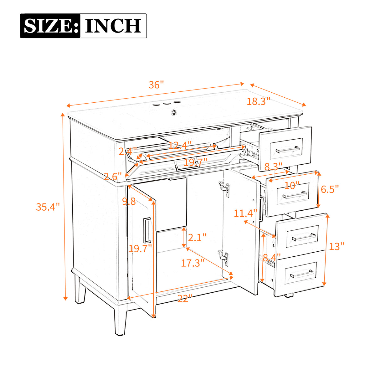 36" Light Green Bathroom Vanity