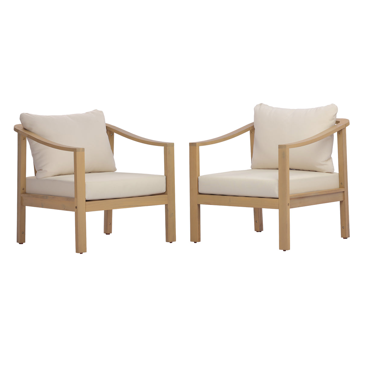 Acacia Wood Patio Furniture Club Chair Set of 2