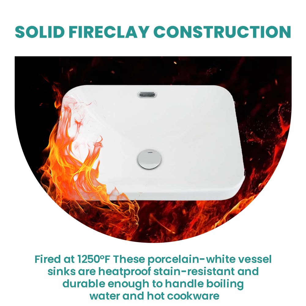 Integrated White Ceramic Basin, 18-Inch, Gloss Finish