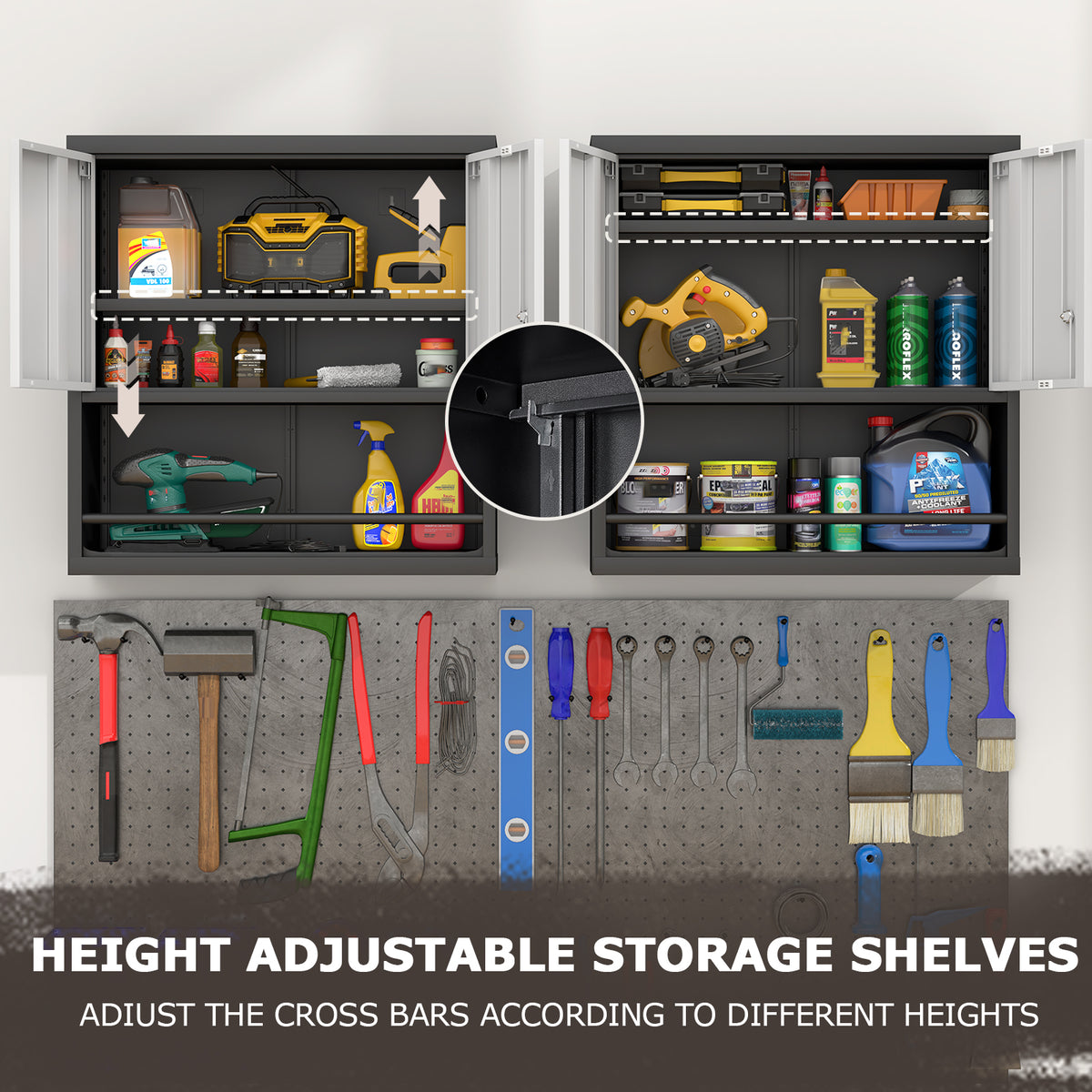 Metal Adjustable 2 Doors Storage Cabinet