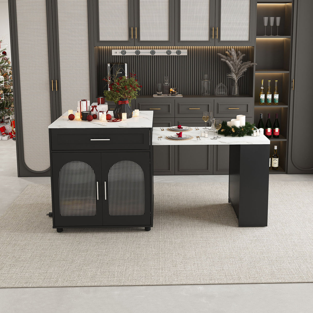 Expandable Kitchen Island With Power Outlet