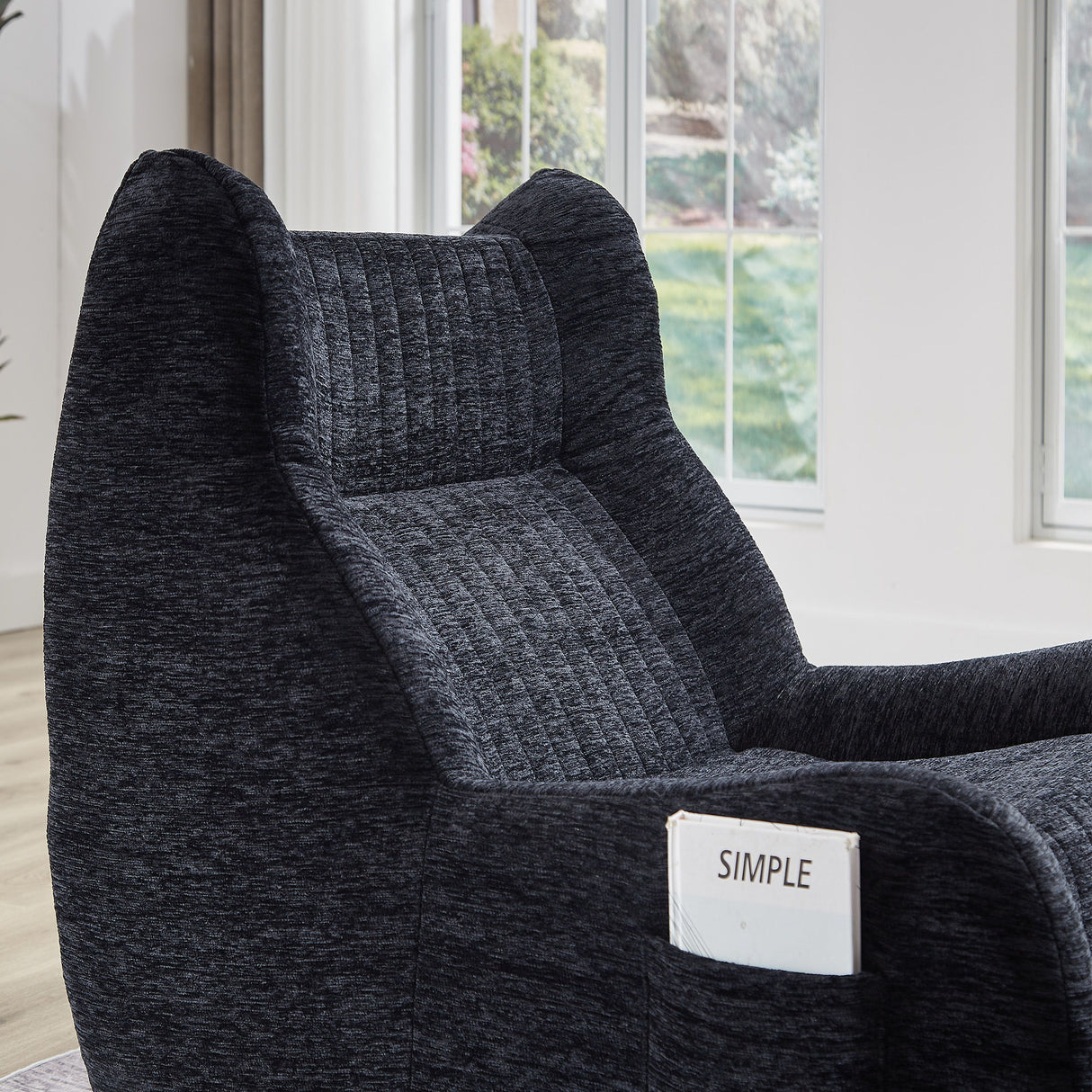 Bean Bag Chair With Armrests Oversized Comfy Beanbag Lounge Lazy Floor Sofa Accent Chair For Living Room - Black