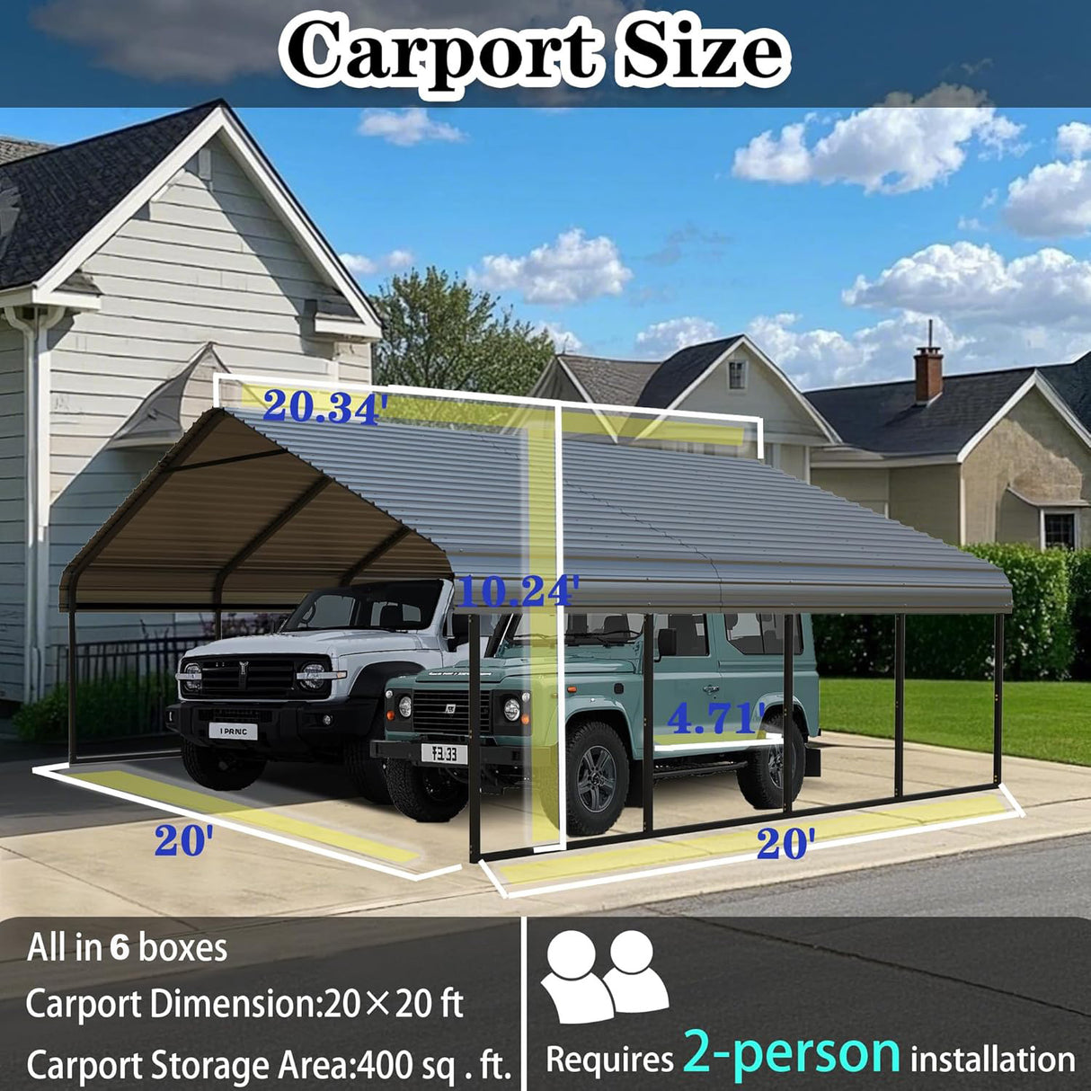 Heavy Duty Carport 20 x 20 Shelter