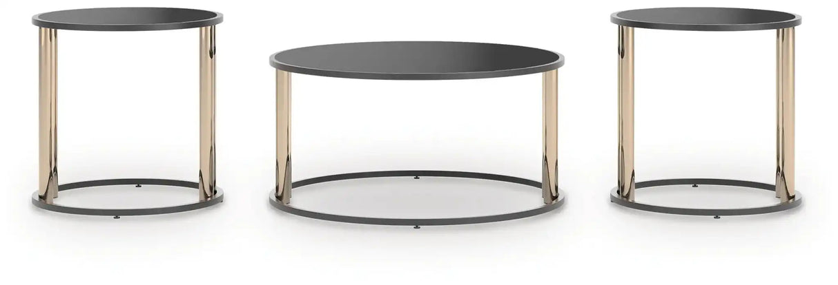 Hannerly - Occasional Table Set (Set of 3) - Black / Gold Finish - Best Buy Furniture