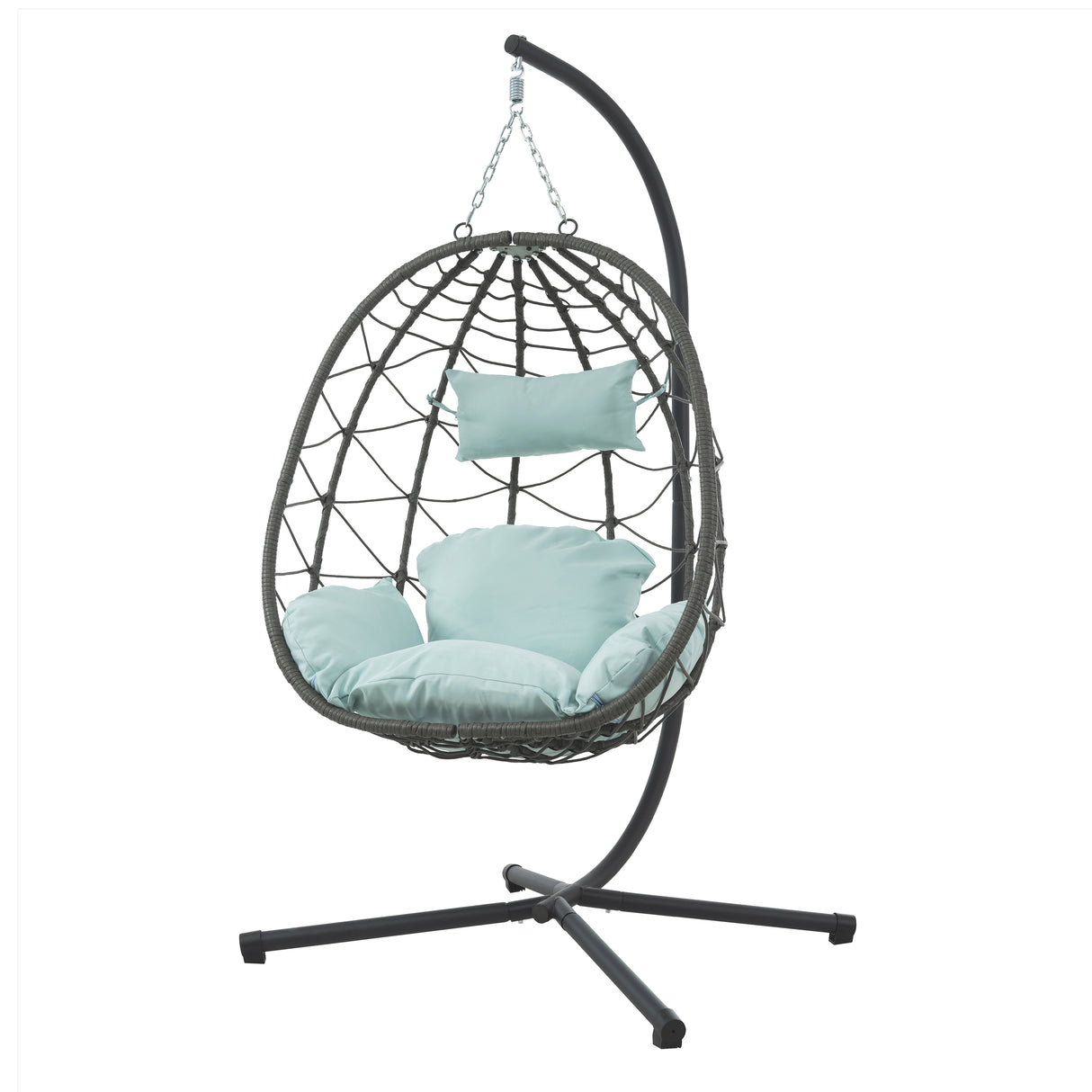 Egg Chair with Stand Indoor Outdoor Swing Chair Patio Wicker Hanging Egg Chair