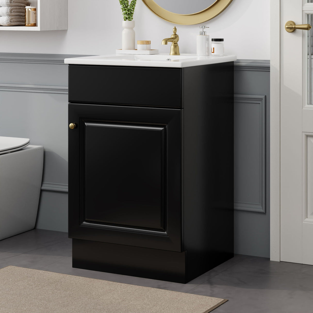 Bathroom Vanity With Sink, Cabinet With Adjustable Shelf - Best Buy Furniture