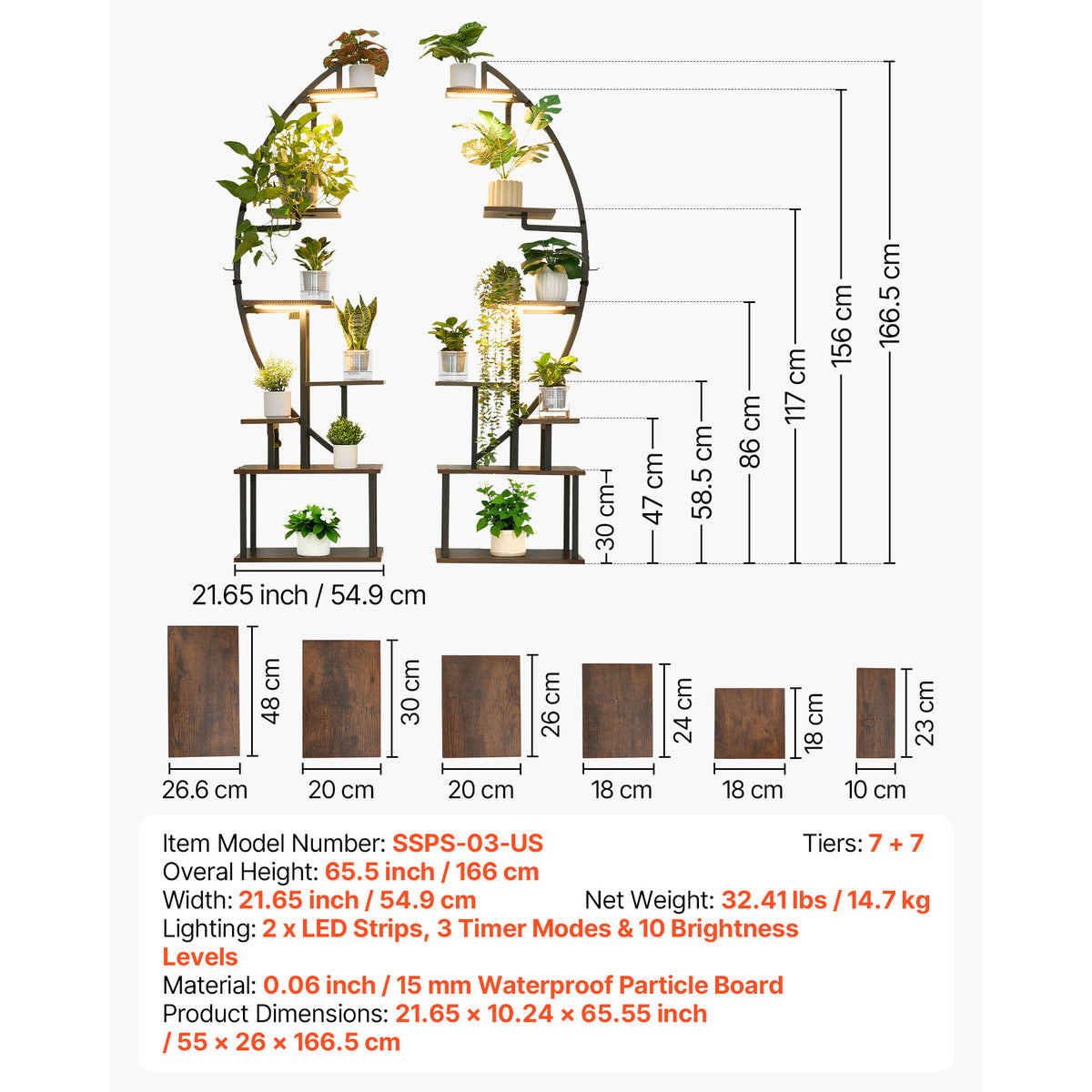 Indoor Plant Stand with Grow Lights